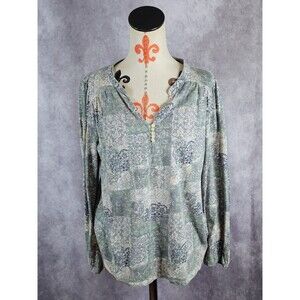 Y2K Jason Maxwell Women’s XL Long Sleeve Top Blouse Tunic V-Neck Boho Hippie